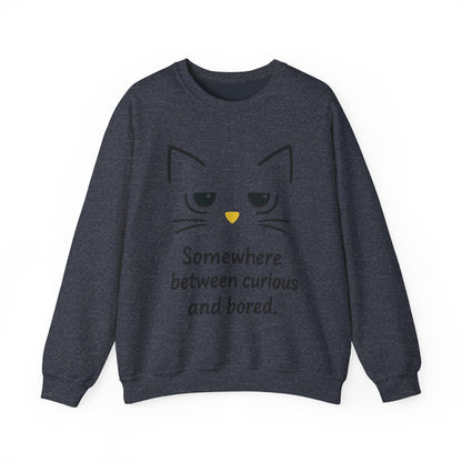 Whimsical Cat Crewneck Womens Sweatshirt, Cozy Relaxed Wear, Perfect Gift for Cat Lovers, Casual Everyday Style