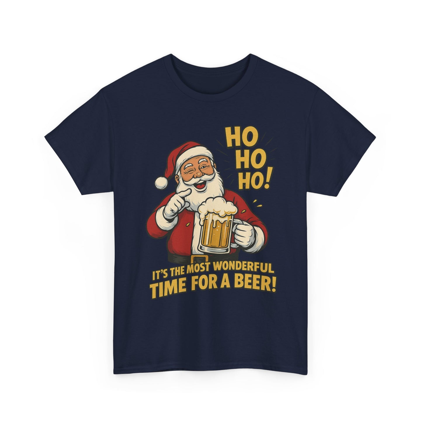 Funny Santa Beer Christmas T-Shirt, Men's Holiday Party Tee