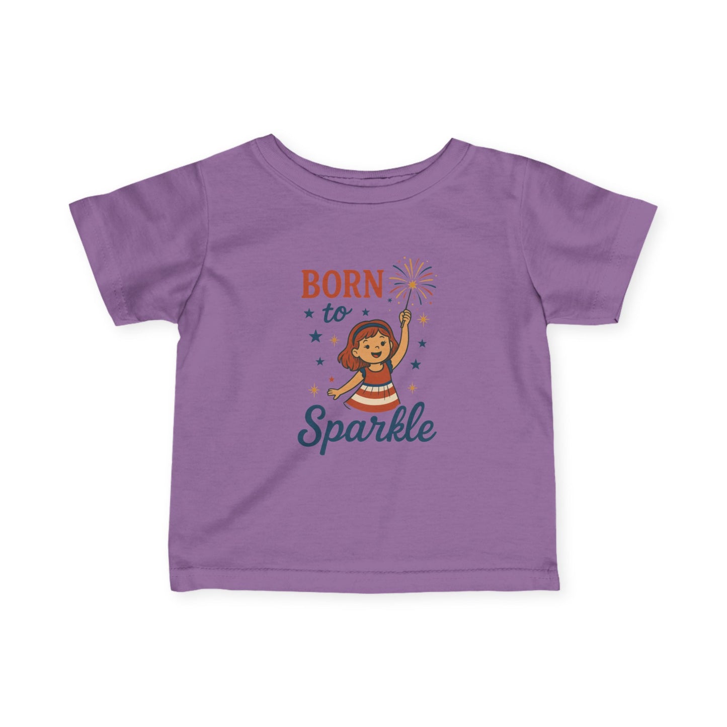 4th of July Baby Girl Tee, Born to Sparkle, Patriotic Toddler Tee, Independence Day Outfit for Girls