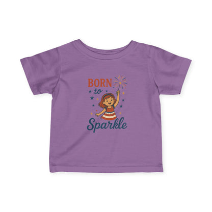 4th of July Baby Girl Tee, Born to Sparkle, Patriotic Toddler Tee, Independence Day Outfit for Girls