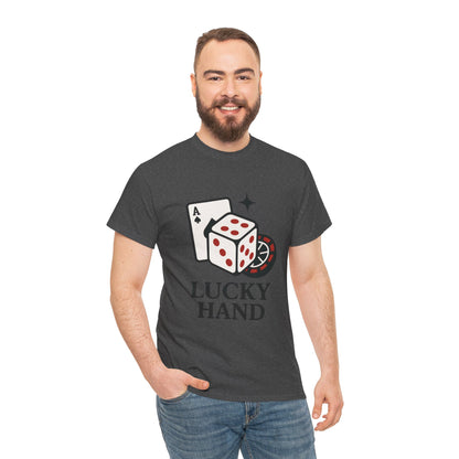 Lucky Hand Unisex Heavy Cotton Tee, Gambling Shirt, Casino Wear, Good Luck Gift, Poker T-Shirt, Casual Vintage Style