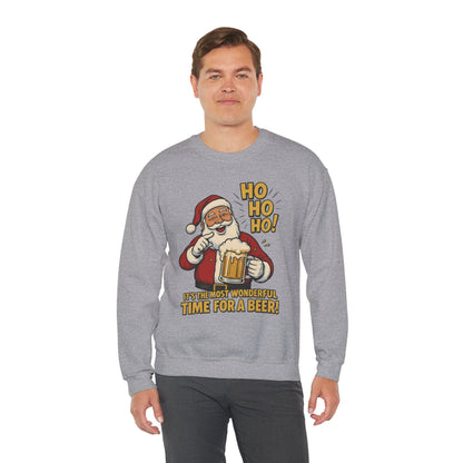 Funny Santa Beer Christmas Sweatshirt, Men's Holiday Pullover, Men's Heavy Blend™ Crewneck Sweatshirt