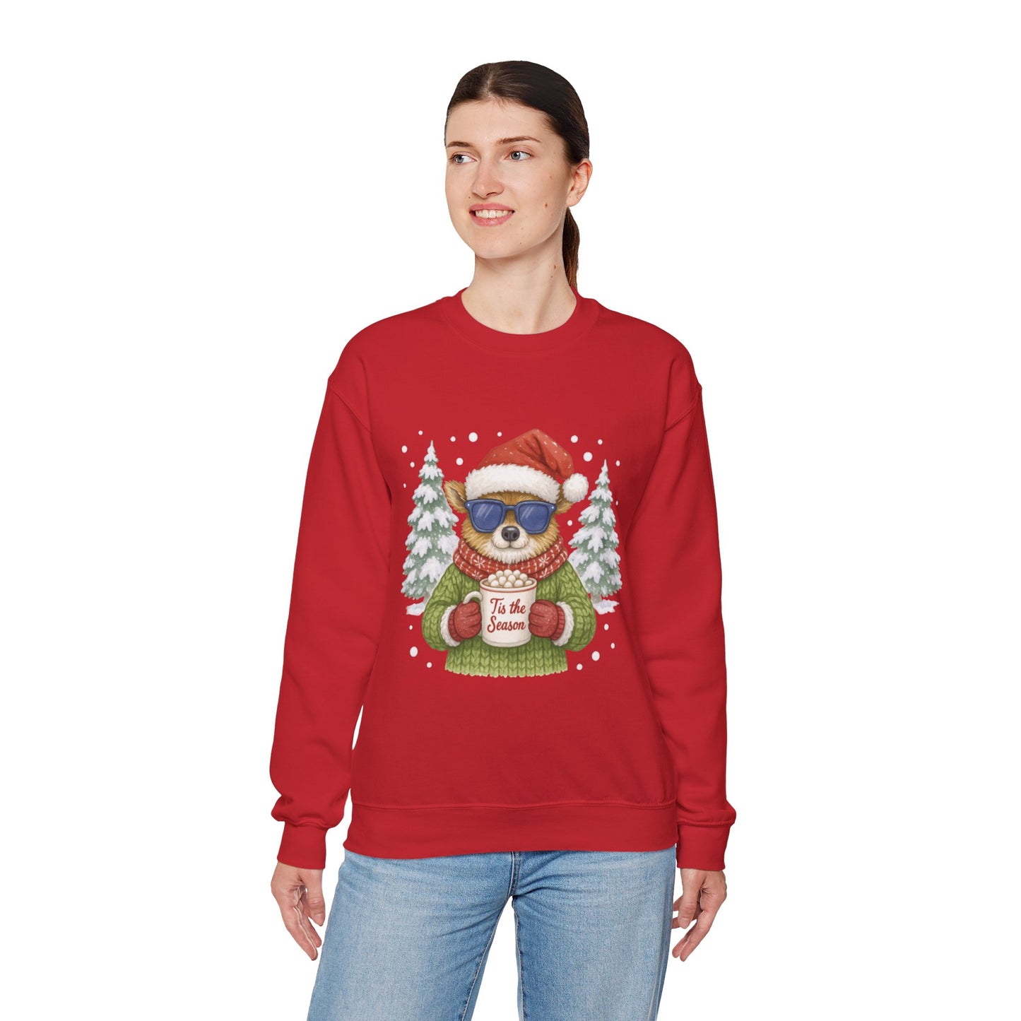 Women's Tis the Season Christmas Sweatshirt, Festive Reindeer Pullover