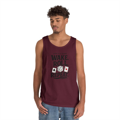 Game Themed Tank Top, Casual Tee, Gift for Gamers, Fun Workout Top, Funny Dice & Cards Shirt, Unisex Gambling Gift