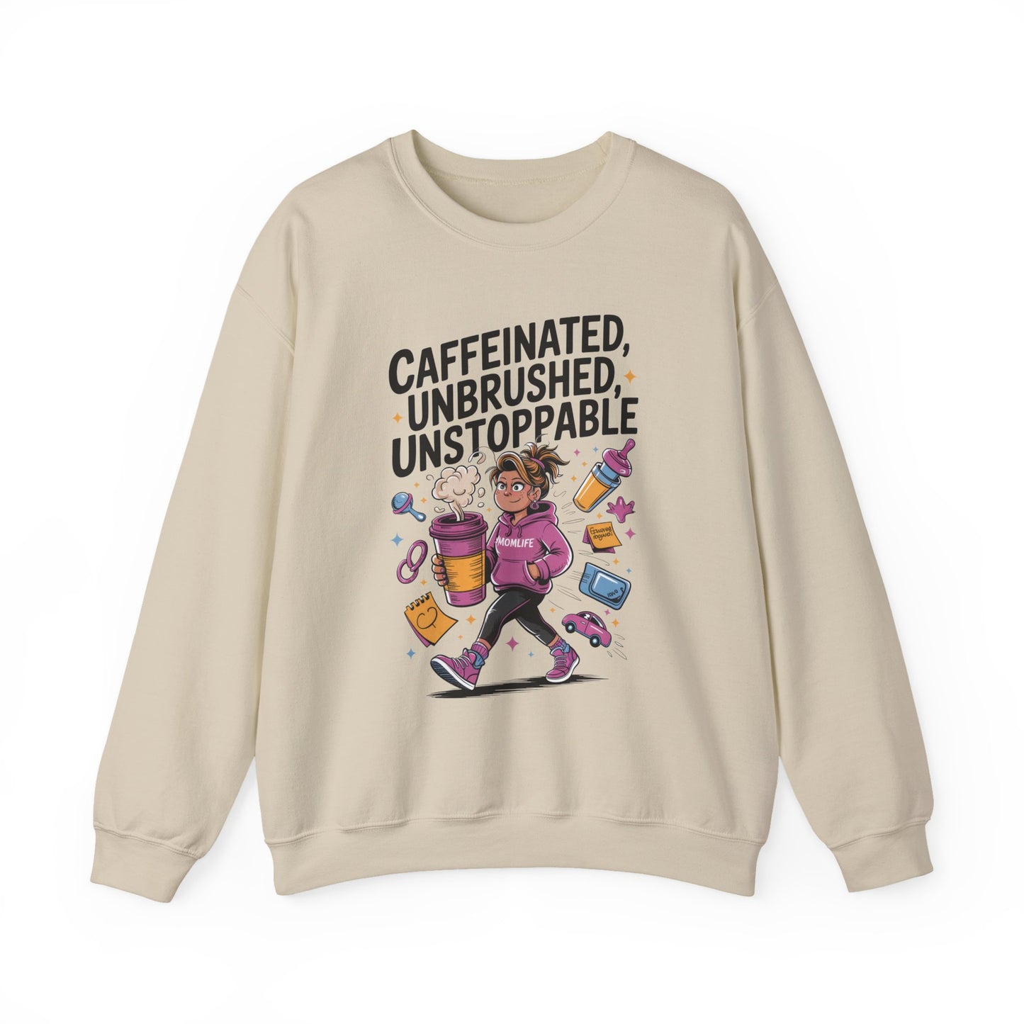 Caffeinated Mom Sweatshirt, Funny Mom Life Quote,  Mother's Day Gift,New Mother Tired Mother Gift, Coffee Lover Gift, Coffee Addict Mom