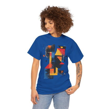 Abstract Geometric Art T-Shirt, Colorful Unisex Heavy Cotton Tee, Modern Artistic Shirt, Bold Graphic Print Tee