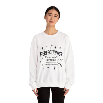 Womens Perfectionist Sweatshirt, Funny Clean Design with Stars, No Flaws Detected Quote Pullover, Minimalist Cozy Gift for Her