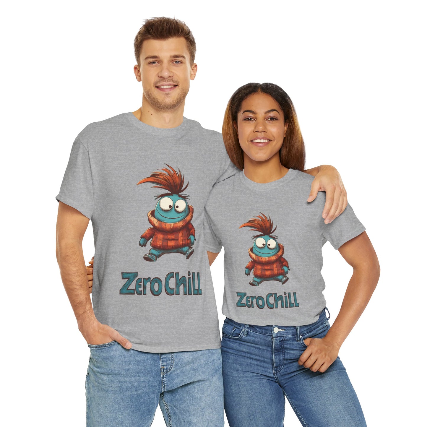 Zero Chill Funny Cartoon Character Tee, Quirky Cute Monster Shirt, Chill Vibes Humor Gift, Fun Cartoon T-Shirt, Chill Vibe Shirt