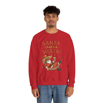 Santa Takes a Siesta Funny Christmas Sweatshirt for Men, Mexican Holiday Jumper