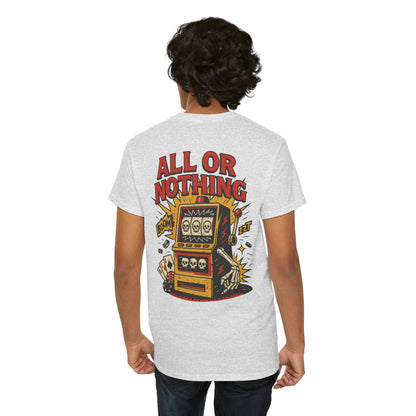 Mens Front Back print tee, Gambling Shirt, Casino Style Tee, Poker Lover Gift, Gaming Apparel, Slot Machine Graphic, Gambling Gift