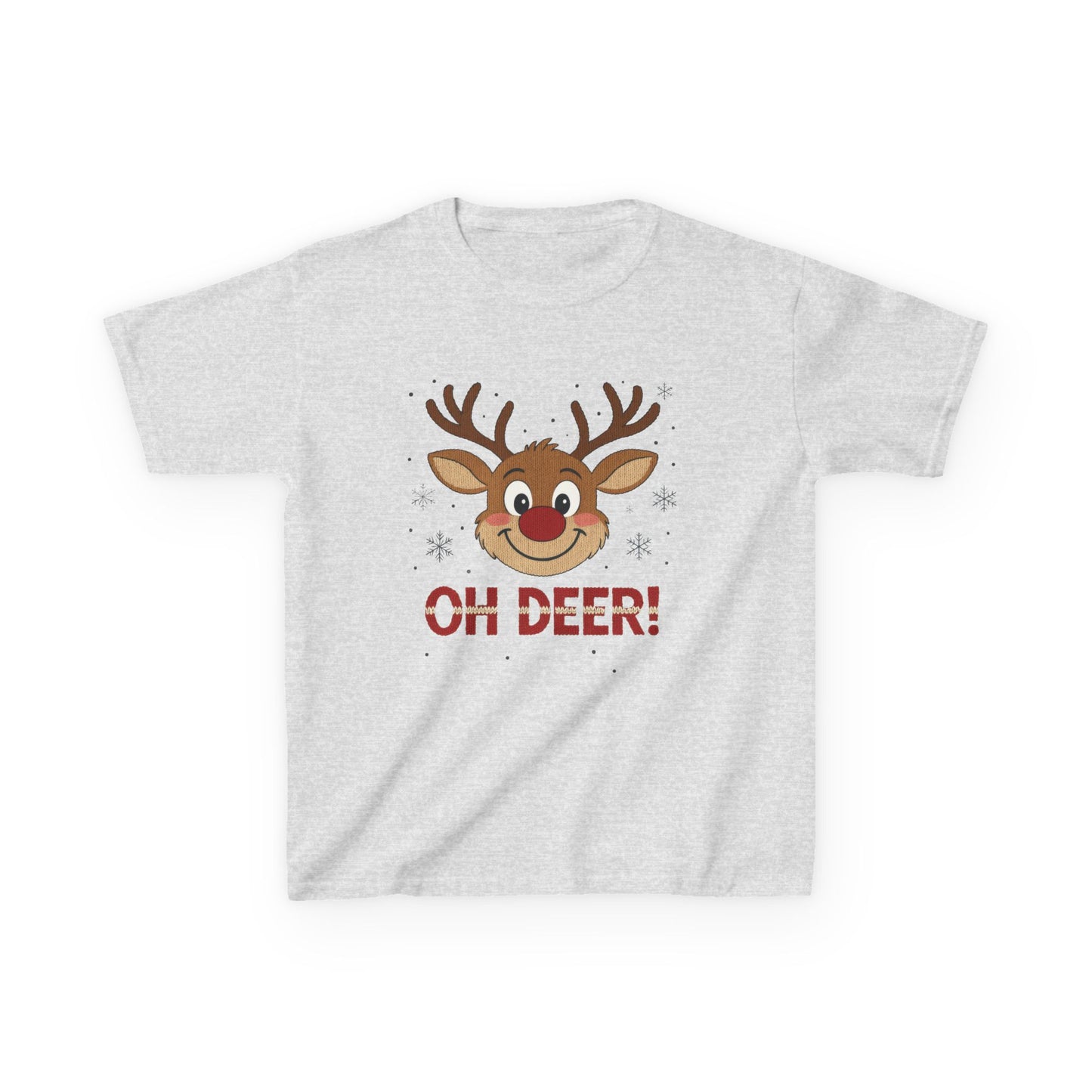 Girls Oh Deer Christmas T-Shirt, Cute Reindeer Kids Holiday Tee