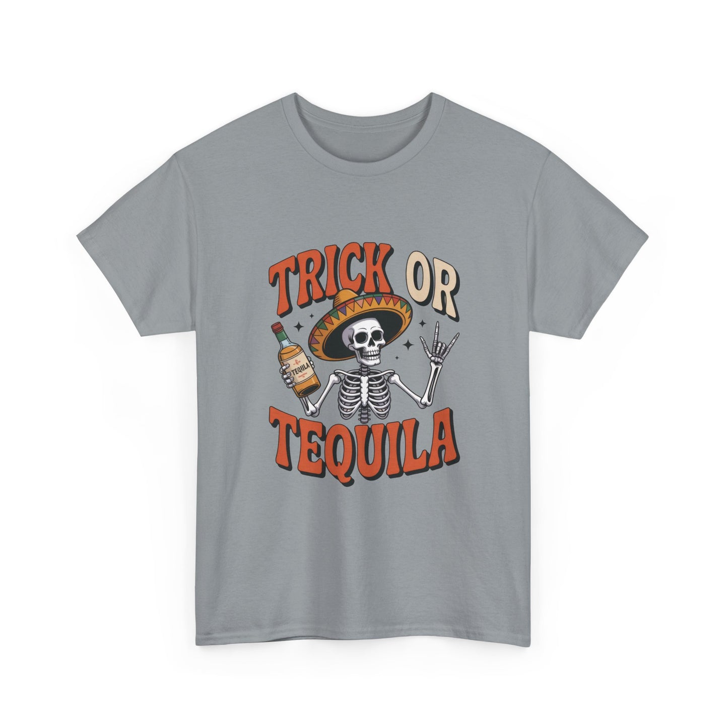 Trick or Tequila Skeleton Men's T-Shirt , Funny Halloween Drinking Party Tee for Men