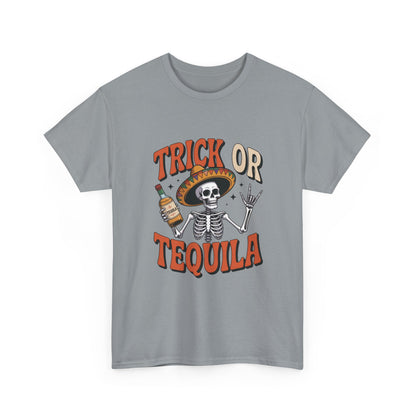 Trick or Tequila Skeleton Men's T-Shirt , Funny Halloween Drinking Party Tee for Men