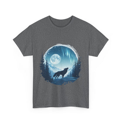 Howling Wolf Under Moonlight Men's T-Shirt, Full Moon Forest Scene Tee, Nature Lover Gift, Outdoor Adventure Clothing