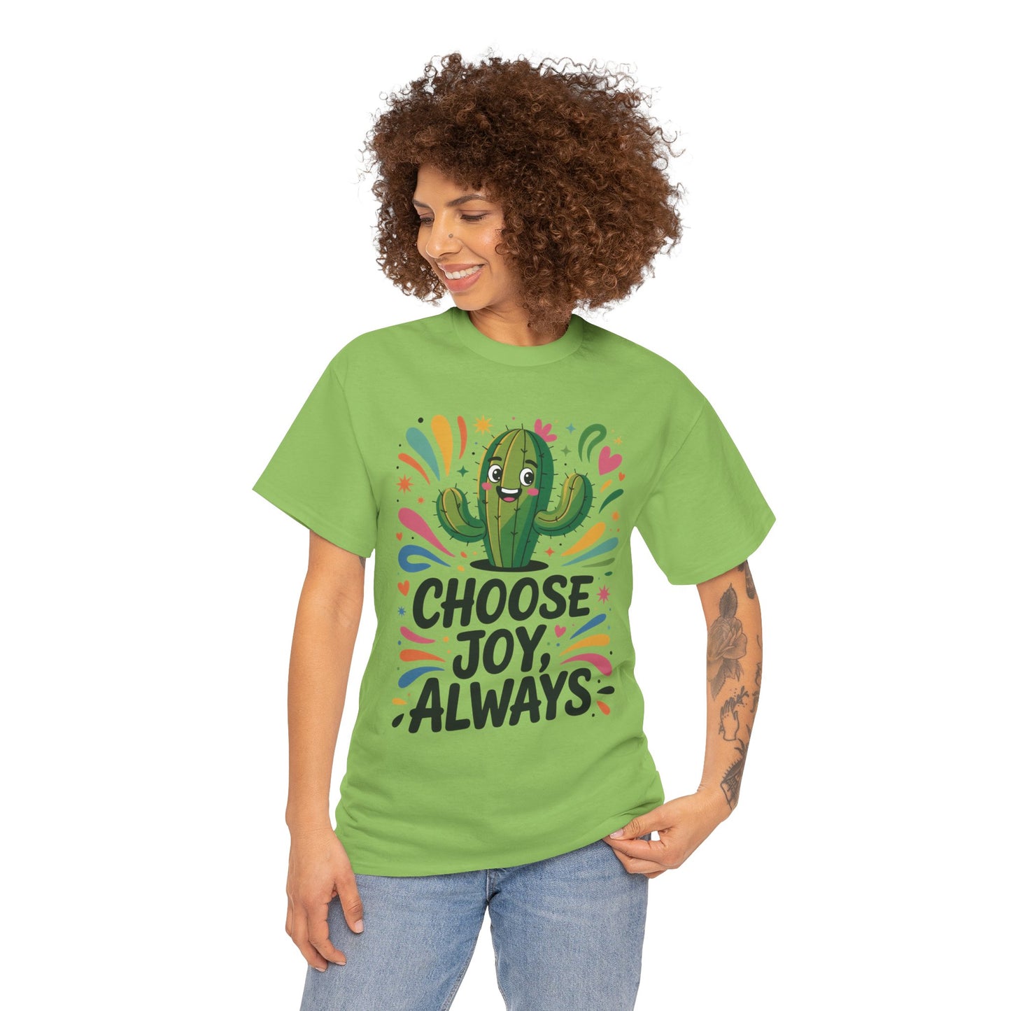 Choose Joy Always Cactus Women's Tee, Women's Casual T-Shirt, Happy Vibes Apparel, Positive Quote Shirt, Joyful Statement Tee