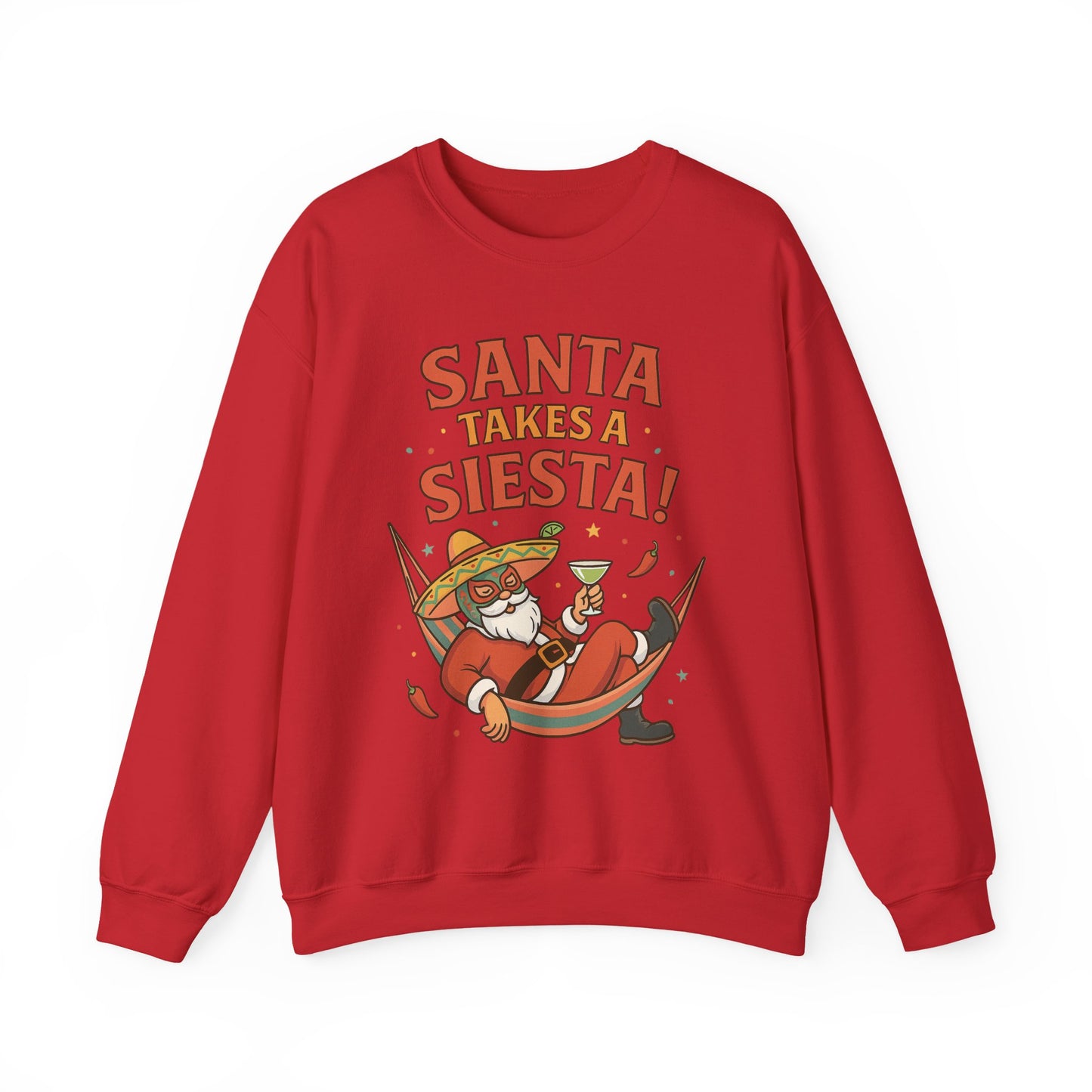 Santa Takes a Siesta Funny Christmas Sweatshirt for Men, Mexican Holiday Jumper