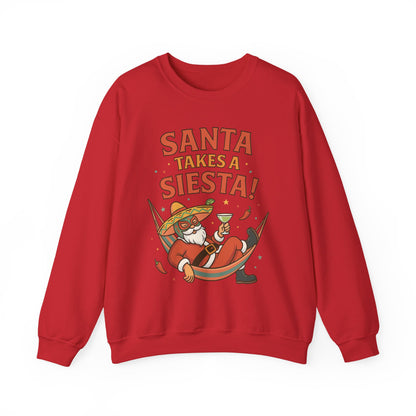 Santa Takes a Siesta Funny Christmas Sweatshirt for Men, Mexican Holiday Jumper