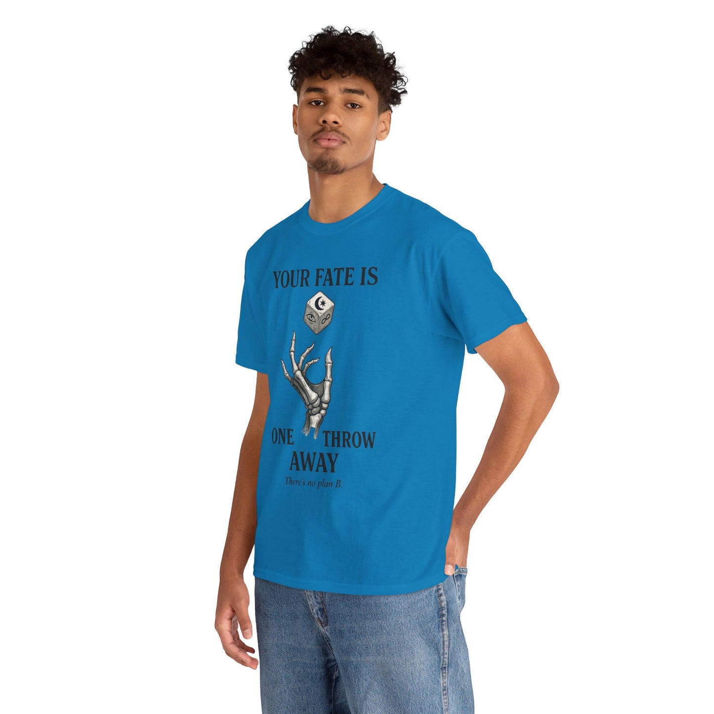 Your Fate Mens Heavy Cotton Tee, Skeleton Dice Graphic T-Shirt, Trendy Gift for Gamers, Gambling Tee, Unique Quote Apparel