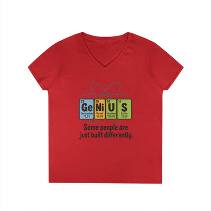 Funny Womens Genius V-Neck T-Shirt, Funny Science Tee, Nerdy Humor Shirt, Periodic Table Nerd Shirt, Science Humor Tee