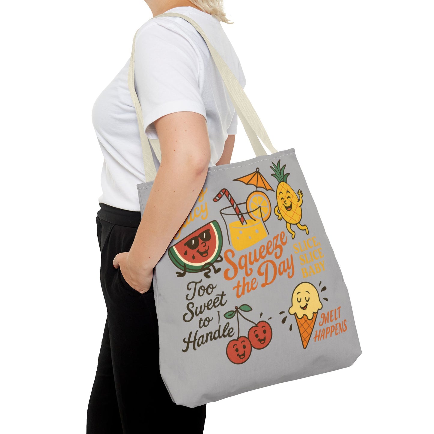 Juicy Summer Tote Bag, Fun Beach Carryall, Perfect for Grocery Shopping, Reusable Market Tote, Cute Gift for Fruit Lovers, Large Tote Bag