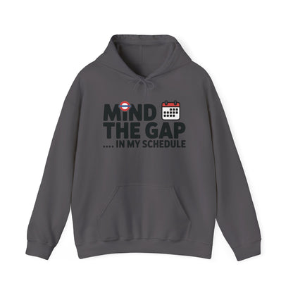 Men's Hoodie Funny Mind The Gap, London Tube Inspired Office Humor Hoodie, Comfy Graphic Sweatshirt