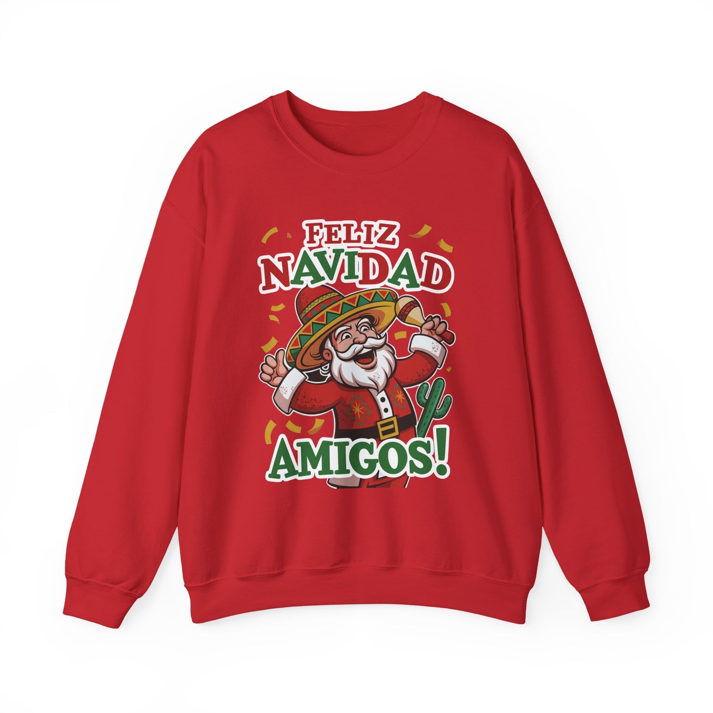 Feliz Navidad Amigos Sweatshirt, Funny Mexican Santa Christmas Jumper, Latin Holiday Fiesta Pullover