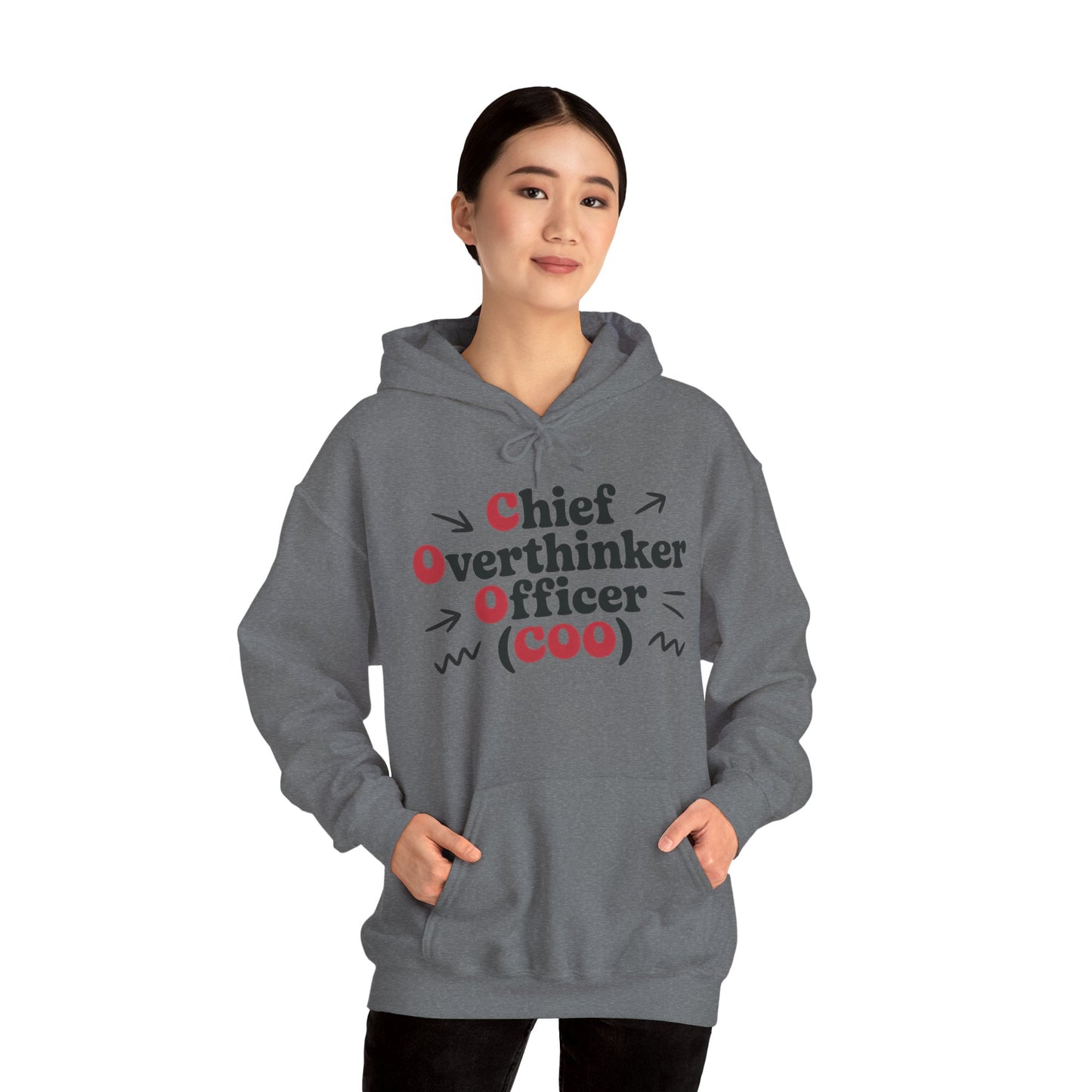 Chief Overthinker Officer Women's Hoodie, Funny COO Graphic Pullover, Sarcastic Office Humor Gift, Women's Heavy Blend™ Hooded Sweatshirt