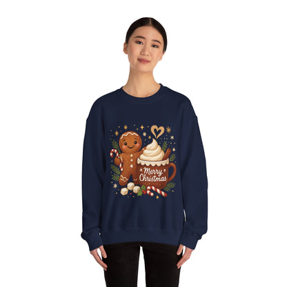Women's Gingerbread - Hot Cocoa Christmas Sweatshirt,  Cozy Holiday Pullover, Women's Heavy Blend™ Crewneck Sweatshirt