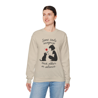 Soulful Cat and Human Crewneck Sweatshirt, Cozy Gift for Cat Lovers, Womens Sweatshirt, Animal Lover Apparel, Thoughtful Gift Idea