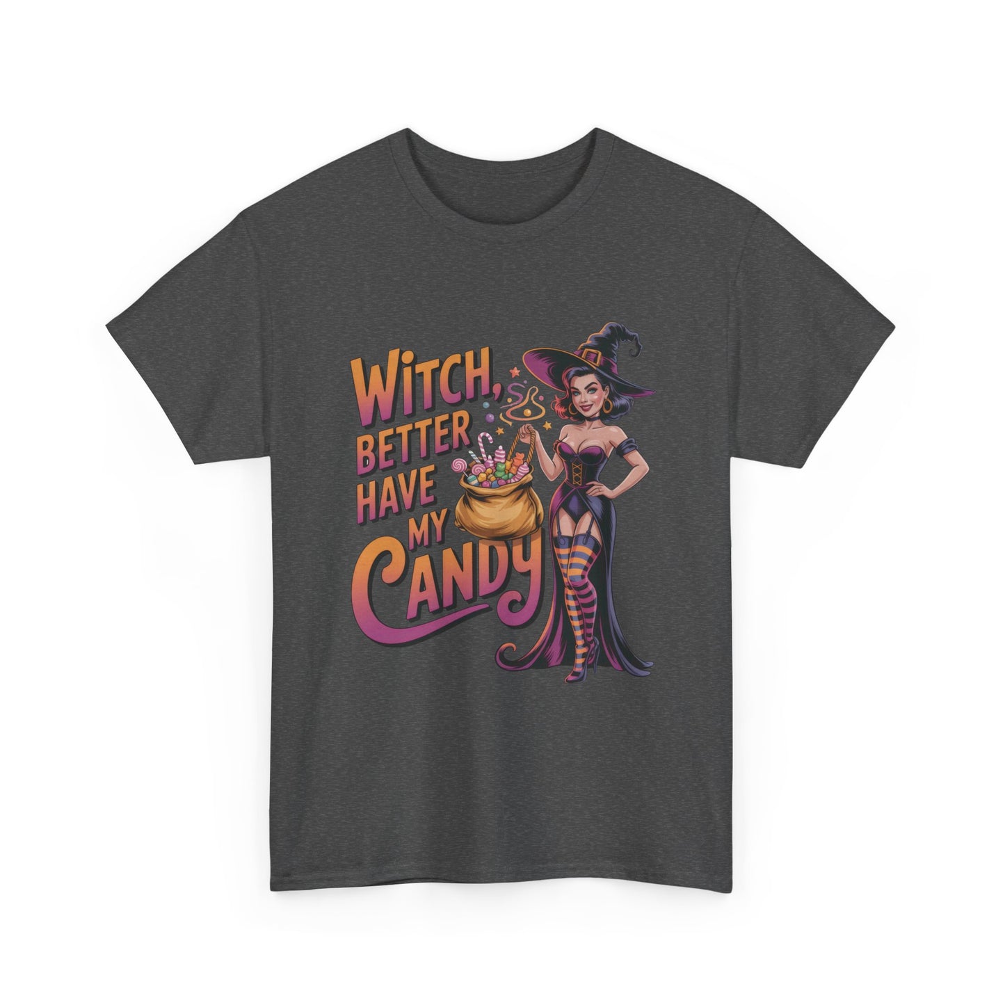 Witch Better Have My Candy Halloween T-Shirt for Women, Funny Spooky Witch Tee, Retro Pin-Up Halloween Shirt, Sassy Fall Party Top