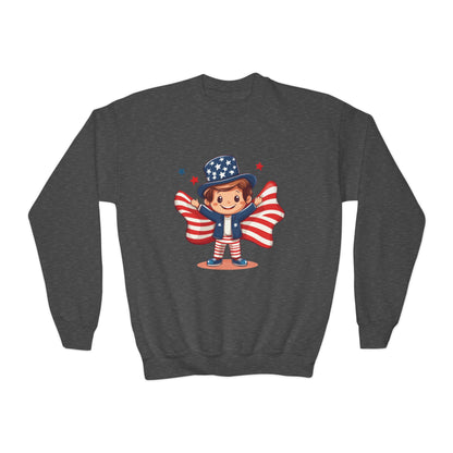 Patriotic Youth Crewneck Sweatshirt, Kids Flag Sweatshirt, July 4th Outfit, Independence Day Gear, Americana Sweatshirt, Holiday Clothing