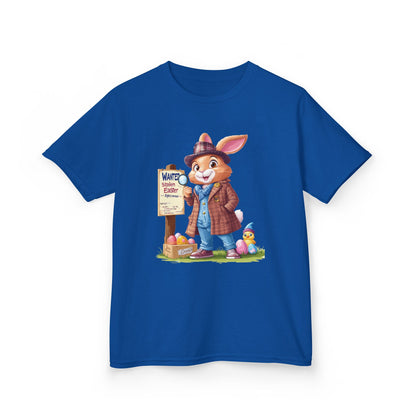 Detective Bunny Easter Kids Tee - Fun Egg Hunt T-Shirt with Mystery Theme, Cute Spring Gift for Kids, Heavy Cotton Easter Outfit