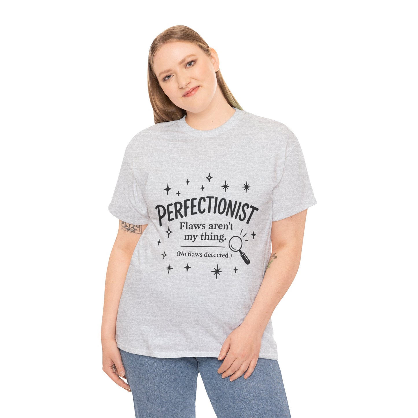Funny Perfectionist T-Shirt for Women, No Flaws Detected Graphic Tee, Minimalist Humor Shirt, Gift for OCD, Flawless Queen