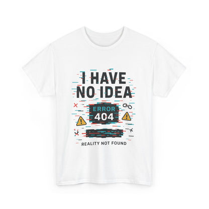 Funny Error 404 Unisex Heavy Cotton Tee, Graphic Tee, Humor Shirt, Gift for Tech Lovers, Casual Wear, Unique T-Shirt