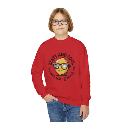 Zesty and Cool Youth Crewneck Sweatshirt, Casual Kidswear, Trendy Youth Fashion, Gift for Birthdays, Fun Daily Wear, Summer Vibes