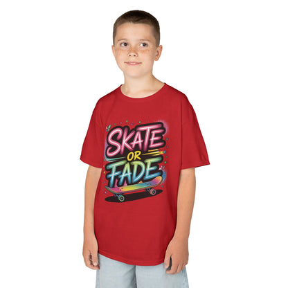 Skate Or Fade Girls Shirt, Colorful Graffiti Skateboarding Tee, Kids Heavy Cotton™ Tee