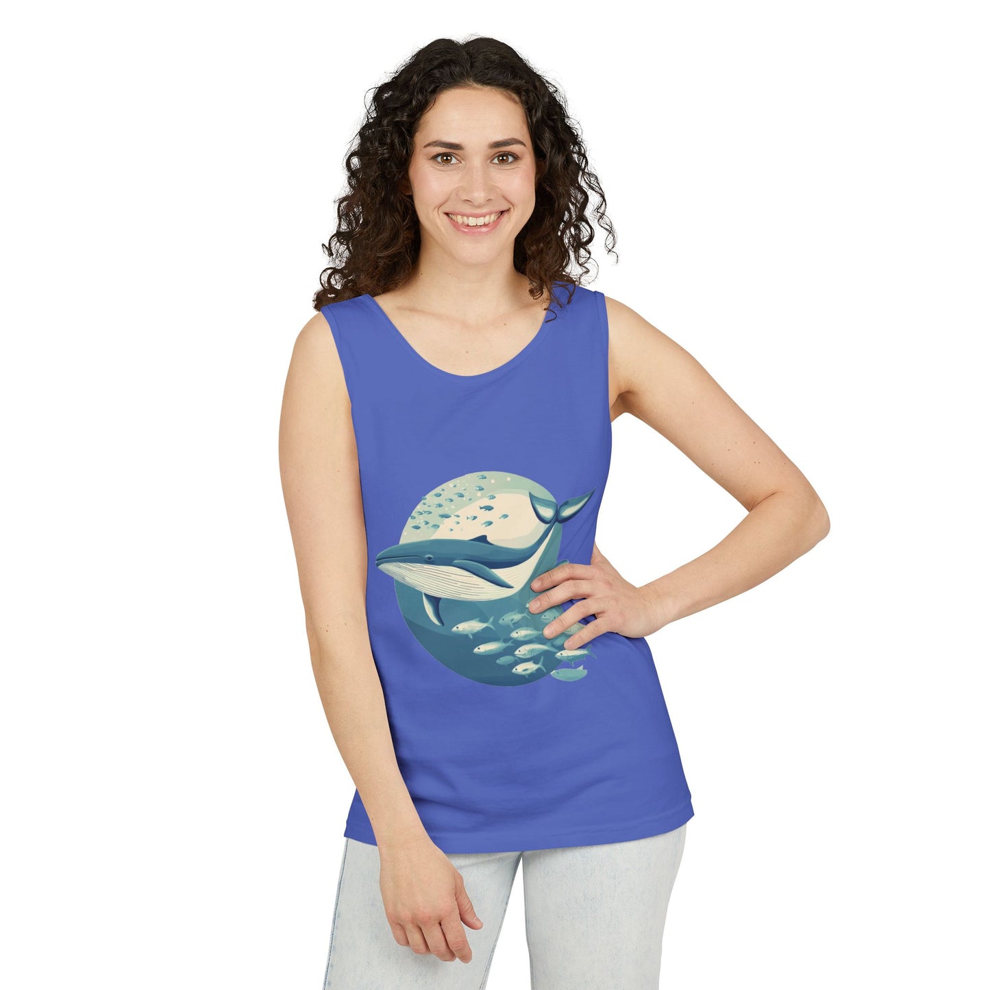 Ocean-Inspired Unisex Tank Top, Whale Design Shirt, Summer Casual Wear, Beach Vibes Gift, Eco-Friendly Fashion