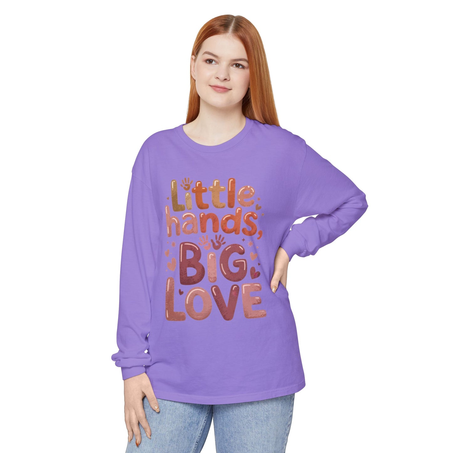 Little Hands, Big Love Long Sleeve T-Shirt, Perfect for Moms Gifts, Cute Mom Long Sleeve T-Shirt, Baby Showers Gift, mother's day Gift