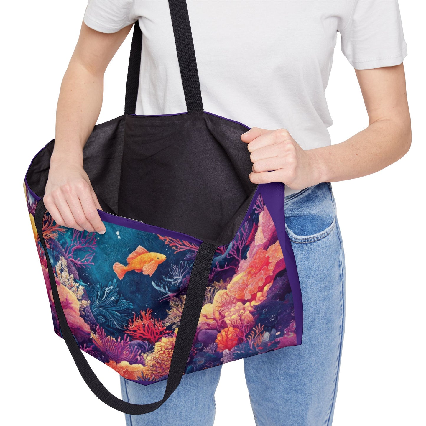 Vibrant Ocean-Themed Weekender Tote Bag, Perfect for Travel, Beach Days, or Gym, Stylish Carryall, Gift for Her, Summer Vibes