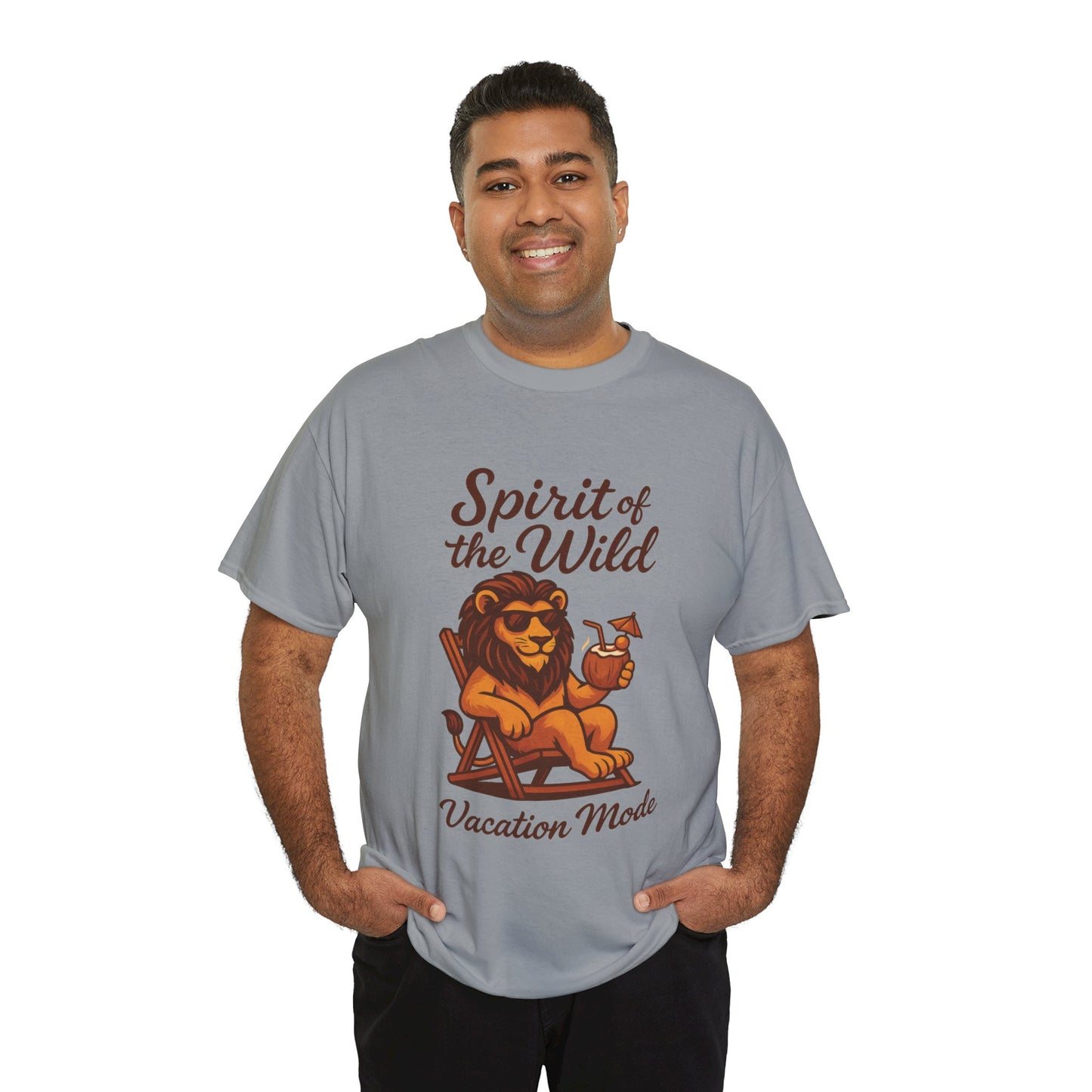 Spirit of the Wild Lion Shirt for Men - Vacation Mode Funny Summer Tee - Relaxed Jungle King Graphic, Vacation Mode, Perfect for Vacations