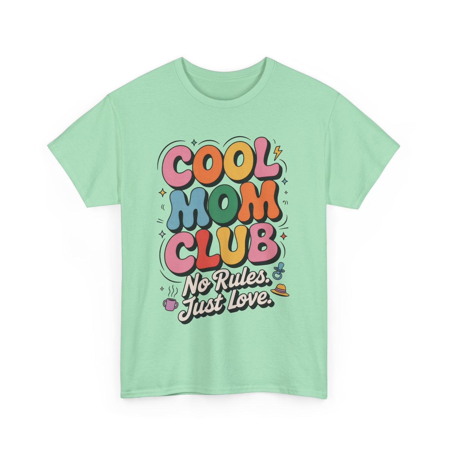 Cool Mom Club Tee, Fun Cotton T-Shirt for Moms, Mothers Day Gift, Parenting Humor Apparel, Fun Mom Shirt, No Rules Just Love Retro Style