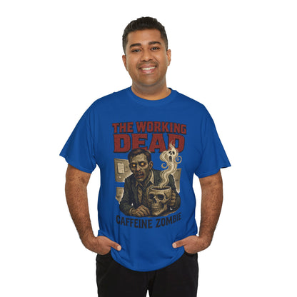 The Working Dead Men's Funny Zombie Work T-Shirt, Office Humor Tee, Halloween Office Tee, Coffee Zombie Shirt