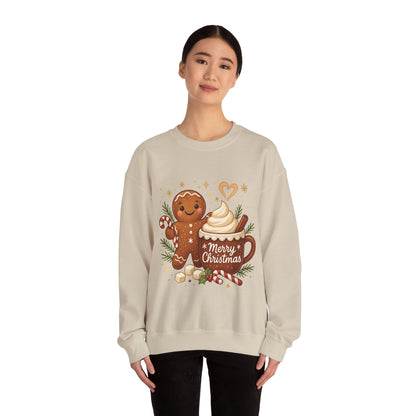 Women's Gingerbread - Hot Cocoa Christmas Sweatshirt,  Cozy Holiday Pullover, Women's Heavy Blend™ Crewneck Sweatshirt