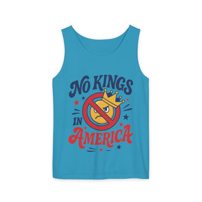 No Kings in America Tank Top - Funny Patriotic Anti Monarchy Sleeveless Shirt - USA Freedom Top, Unisex Summer Apparel, USA Independence Day