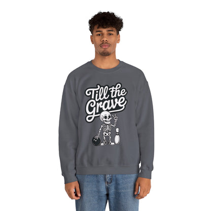 Funny Skeleton Bowling Mens Pullover, Halloween Apparel, Funny Skeleton Bowling Shirt, Casual Mens Crewneck, Cool Bowler Skull Crewneck