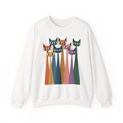Colorful Cat Sweatshirt, Cozy Crewneck, Cat Lover Gift, Unisex Sweatshirt, Cute Animal Apparel, Fun Gift for Cat Owners
