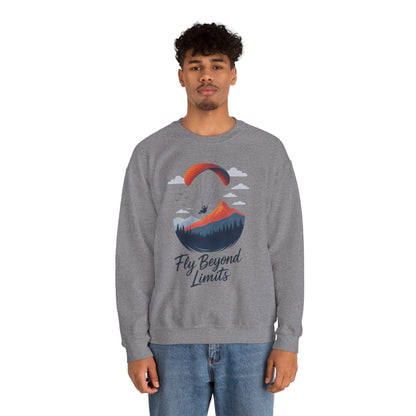 Adventure Inspiration Crewneck Sweatshirt - Fly Beyond Limits, Cozy Outdoor Outfit, Gift for Adventurers, Travel, Motivation Apparel