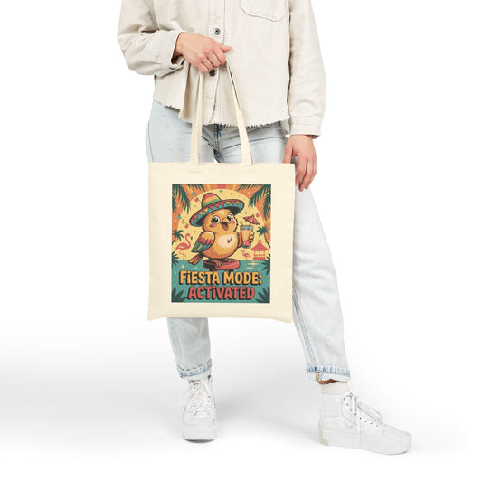 Fiesta Mode Activated Cotton Canvas Tote Bag, Fun Party Accessories, Eco-Friendly Shopping Bag, Summer Vibes Tote, Gift for Friends
