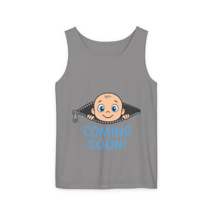 Coming Soon Maternity Tank Top, Cute Baby Boy Pregnancy Announcement Tee, Funny Expecting Mom Gift, Gender Reveal Tee, Baby Shower Top