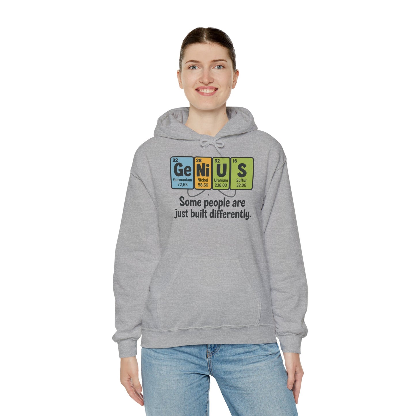 Funny Womens Genius Hoodie, Periodic Table Science Pullover, Nerdy Chemistry Sweatshirt for Her, Science Lover Apparel, Funny Chemistry Gift